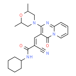 ChemSpider 2D Image | (2E)-2-Cyano-N-cyclohexyl-3-[2-(2,6-dimethyl-4-morpholinyl)-4-oxo-4H-pyrido[1,2-a]pyrimidin-3-yl]acrylamide | C24H29N5O3