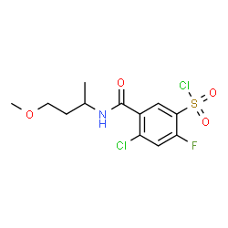 ChemSpider 2D Image | 4-Chloro-2-fluoro-5-[(4-methoxy-2-butanyl)carbamoyl]benzenesulfonyl chloride | C12H14Cl2FNO4S