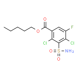 ChemSpider 2D Image | Pentyl 2,4-dichloro-5-fluoro-3-sulfamoylbenzoate | C12H14Cl2FNO4S