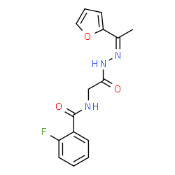ChemSpider 2D Image | 2-Fluoro-N-(2-{(2Z)-2-[1-(2-furyl)ethylidene]hydrazino}-2-oxoethyl)benzamide | C15H14FN3O3