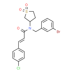 ChemSpider 2D Image | (2E)-N-(3-Bromobenzyl)-3-(4-chlorophenyl)-N-(1,1-dioxidotetrahydro-3-thiophenyl)acrylamide | C20H19BrClNO3S