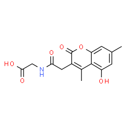 ChemSpider 2D Image | N-[(5-Hydroxy-4,7-dimethyl-2-oxo-2H-chromen-3-yl)acetyl]glycine | C15H15NO6
