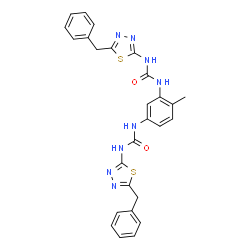 ChemSpider 2D Image | 1,1'-(4-Methyl-1,3-phenylene)bis[3-(5-benzyl-1,3,4-thiadiazol-2-yl)urea] | C27H24N8O2S2