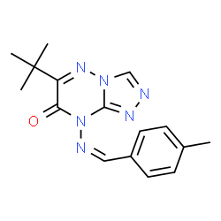 ChemSpider 2D Image | 8-[(Z)-(4-Methylbenzylidene)amino]-6-(2-methyl-2-propanyl)[1,2,4]triazolo[4,3-b][1,2,4]triazin-7(8H)-one | C16H18N6O
