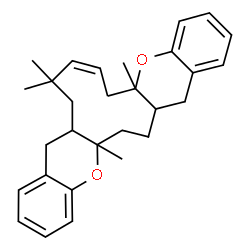ChemSpider 2D Image | (7Z)-5a,9,9,16a-Tetramethyl-5a,6,9,10,10a,16a,17,18,18a,19-decahydro-11H-chromeno[2',3':5,6]cycloundeca[1,2-b]chromene | C29H36O2