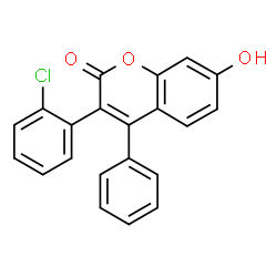 ChemSpider 2D Image | 3(2'-Chlorophenyl)-7-hydroxy-4-phenylcoumarin | C21H13ClO3