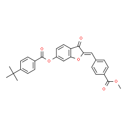 ChemSpider 2D Image | (2Z)-2-[4-(Methoxycarbonyl)benzylidene]-3-oxo-2,3-dihydro-1-benzofuran-6-yl 4-tert-butylbenzoate | C28H24O6