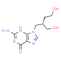 ChemSpider 2D Image | 2-Amino-9-[(2S)-4-hydroxy-2-(hydroxymethyl)butyl]-3,9-dihydro-6H-purin-6-one | C10H15N5O3
