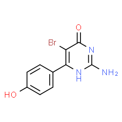 ChemSpider 2D Image | 2-Amino-5-bromo-6-(4-hydroxyphenyl)-4(1H)-pyrimidinone | C10H8BrN3O2