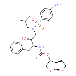 ChemSpider 2D Image | (3R,3aR,6aS)-Hexahydrofuro[2,3-b]furan-3-yl [(2S,3R)-4-{[(4-aminophenyl)sulfonyl](isobutyl)amino}-3-hydroxy-1-phenyl-2-butanyl]carbamate | C27H37N3O7S
