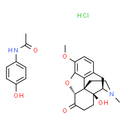 ChemSpider 2D Image | N-(4-hydroxyphenyl)acetamide - (5alpha)-14-hydroxy-3-methoxy-17-methyl-4,5-epoxymorphinan-6-one (1:1) hydrochloride | C26H31ClN2O6