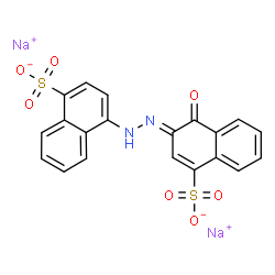 ChemSpider 2D Image | Disodium 4-[(2E)-2-(1-oxo-4-sulfonato-2(1H)-naphthalenylidene)hydrazino]-1-naphthalenesulfonate | C20H12N2Na2O7S2
