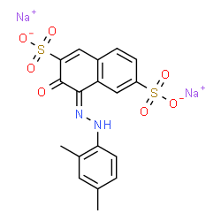 ChemSpider 2D Image | Disodium (4E)-4-[(2,4-dimethylphenyl)hydrazono]-3-oxo-3,4-dihydro-2,6-naphthalenedisulfonate | C18H14N2Na2O7S2