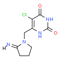 ChemSpider 2D Image | 5-Chloro-6-{[(2E)-2-imino-1-pyrrolidinyl]methyl}-2,4(1H,3H)-pyrimidinedione | C9H11ClN4O2