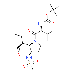 ChemSpider 2D Image | {1-[2-(1-FORMYL-PROPYL)-3-METHANESULFONYLAMINO-PYRROLIDINE-1-CARBONYL]-2-METHYL-PROPYL}-CARBAMIC ACID TERT-BUTYL ESTER | C19H35N3O6S
