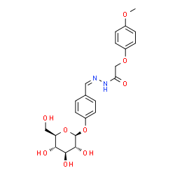 ChemSpider 2D Image | N'-{(Z)-[4-(beta-D-Glucopyranosyloxy)phenyl]methylene}-2-(4-methoxyphenoxy)acetohydrazide | C22H26N2O9