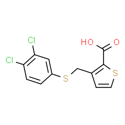 ChemSpider 2D Image | 3-{[(3,4-Dichlorophenyl)sulfanyl]methyl}-2-thiophenecarboxylic acid | C12H8Cl2O2S2