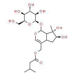 ChemSpider 2D Image | [(6S,7S)-6,7-Dihydroxy-1-(beta-L-idopyranosyloxy)-7-methyl-1,4a,5,6,7,7a-hexahydrocyclopenta[c]pyran-4-yl]methyl 3-methylbutanoate | C21H34O11