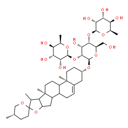 ChemSpider 2D Image | (3beta,8xi,9xi,14xi,16xi,17xi,20xi,22xi,25S)-Spirost-5-en-3-yl 6-deoxy-beta-D-gulopyranosyl-(1->2)-[6-deoxy-beta-D-gulopyranosyl-(1->4)]-beta-D-allopyranoside | C45H72O16