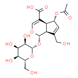 ChemSpider 2D Image | (1S,4aS,5R,7aS)-5-Acetoxy-1-(beta-D-allopyranosyloxy)-7-(hydroxymethyl)-1,4a,5,7a-tetrahydrocyclopenta[c]pyran-4-carboxylic acid | C18H24O12