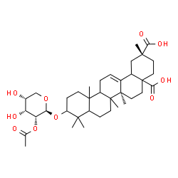 ChemSpider 2D Image | (5xi,8xi,9xi,10xi,17xi,18xi)-3-[(2-O-Acetyl-beta-D-ribopyranosyl)oxy]olean-12-ene-28,29-dioic acid | C37H56O10