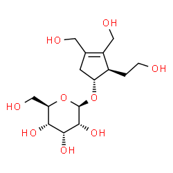 ChemSpider 2D Image | (1R,2R)-2-(2-Hydroxyethyl)-3,4-bis(hydroxymethyl)-3-cyclopenten-1-yl beta-D-allopyranoside | C15H26O9