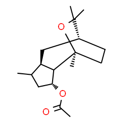 ChemSpider 2D Image | (1S,3R,6R,8R)-1,5,9,9-Tetramethyl-10-oxatricyclo[6.2.2.0~2,6~]dodec-3-yl acetate | C17H28O3
