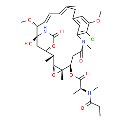 ChemSpider 2D Image | (1S,2R,3R,5S,6S,20R,21S)-11-Chloro-21-hydroxy-12,20-dimethoxy-2,5,9,16-tetramethyl-8,23-dioxo-4,24-dioxa-9,22-diazatetracyclo[19.3.1.1~10,14~.0~3,5~]hexacosa-10(26),11,13,16,18-pentaen-6-yl (2S)-2-[me
thyl(propionyl)amino]propanoate | C35H48ClN3O10