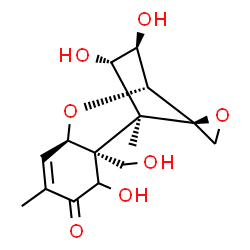 ChemSpider 2D Image | (3beta,4alpha,12R)-3,4,7,15-Tetrahydroxy-12,13-epoxytrichothec-9-en-8-one | C15H20O7
