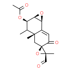 ChemSpider 2D Image | (1aR,2R,3'S,3aR,5R,7bS)-3'-Formyl-3,3',3a-trimethyl-6-oxo-2,3,3a,4,6,7b-hexahydro-1aH-spiro[naphtho[1,2-b]oxirene-5,2'-oxiran]-2-yl acetate | C17H20O6