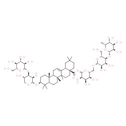 ChemSpider 2D Image | 6-Deoxy-beta-D-gulopyranosyl-(1->4)-beta-D-allopyranosyl-(1->6)-1-O-[(3beta,5xi,9xi,14xi,18xi)-3-{[3-O-(beta-D-glucopyranosyl)-alpha-L-lyxopyranosyl]oxy}-28-oxoolean-12-en-28-yl]-beta-D-allopyranose | C59H96O26