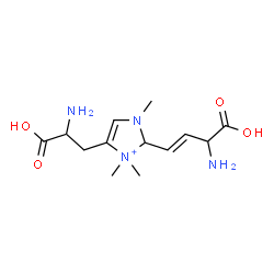 ChemSpider 2D Image | 3-{2-[(1E)-3-Amino-3-carboxy-1-propen-1-yl]-1,3,3-trimethyl-2,3-dihydro-1H-imidazol-3-ium-4-yl}alanine | C13H23N4O4