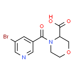 ChemSpider 2D Image | 4-[(5-Bromo-3-pyridinyl)carbonyl]-3-morpholinecarboxylic acid | C11H11BrN2O4