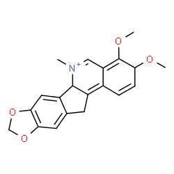 ChemSpider 2D Image | 3,4-Dimethoxy-6-methyl-6a,12-dihydro-3H-[1,3]dioxolo[5,6]indeno[1,2-c]isoquinolin-6-ium | C20H20NO4