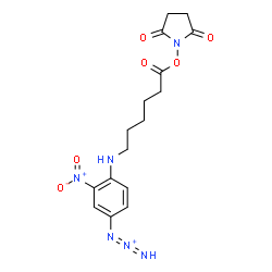 ChemSpider 2D Image | 1-[4-({6-[(2,5-Dioxo-1-pyrrolidinyl)oxy]-6-oxohexyl}amino)-3-nitrophenyl]-1,2-triazadien-2-ium | C16H19N6O6