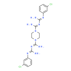 ChemSpider 2D Image | N'~1~,N'~4~-Bis[N'-(3-chlorophenyl)carbamimidoyl]-1,4-piperazinedicarboximidamide | C20H24Cl2N10
