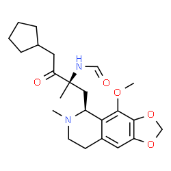ChemSpider 2D Image | N-{(2R)-4-Cyclopentyl-1-[(5S)-4-methoxy-6-methyl-5,6,7,8-tetrahydro[1,3]dioxolo[4,5-g]isoquinolin-5-yl]-2-methyl-3-oxo-2-butanyl}formamide | C23H32N2O5