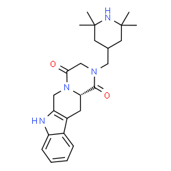 ChemSpider 2D Image | (12aS)-2-[(2,2,6,6-Tetramethyl-4-piperidinyl)methyl]-2,3,6,7,12,12a-hexahydropyrazino[1',2':1,6]pyrido[3,4-b]indole-1,4-dione | C24H32N4O2