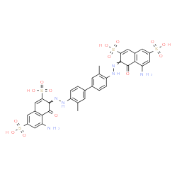 ChemSpider 2D Image | 3,3'-[(3,3'-Dimethyl-4,4'-biphenyldiyl)di-2-hydrazinyl-1-ylidene]bis(5-amino-4-oxo-3,4-dihydro-2,7-naphthalenedisulfonic acid) | C34H28N6O14S4
