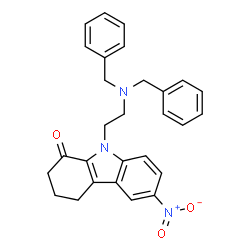 ChemSpider 2D Image | 9-[2-(Dibenzylamino)ethyl]-6-nitro-3,4-dihydrocarbazol-1(2H)-one | C28H27N3O3