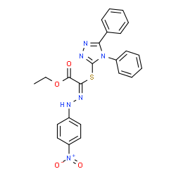 ChemSpider 2D Image | Ethyl (2E)-[(4,5-diphenyl-4H-1,2,4-triazol-3-yl)sulfanyl][(4-nitrophenyl)hydrazono]acetate | C24H20N6O4S