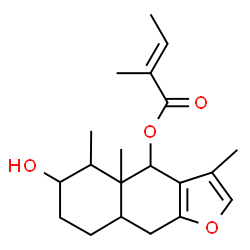 ChemSpider 2D Image | 6-Hydroxy-3,4a,5-trimethyl-4,4a,5,6,7,8,8a,9-octahydronaphtho[2,3-b]furan-4-yl (2E)-2-methyl-2-butenoate | C20H28O4