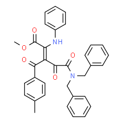 ChemSpider 2D Image | Methyl (2Z)-2-anilino-5-(dibenzylamino)-3-(4-methylbenzoyl)-4,5-dioxo-2-pentenoate | C34H30N2O5