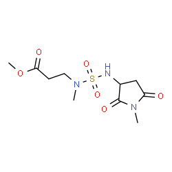 ChemSpider 2D Image | Methyl N-methyl-N-[(1-methyl-2,5-dioxo-3-pyrrolidinyl)sulfamoyl]-beta-alaninate | C10H17N3O6S