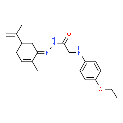 ChemSpider 2D Image | 2-[(4-Ethoxyphenyl)amino]-N'-[(1E)-5-isopropenyl-2-methyl-2-cyclohexen-1-ylidene]acetohydrazide | C20H27N3O2
