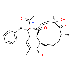 ChemSpider 2D Image | (3S,6S,6aR,7Z,10R,12R,13Z,15R,15aR)-3-Benzyl-6,12-dihydroxy-4,5,10,12-tetramethyl-1,11-dioxo-2,3,3a,6,6a,9,10,11,12,15-decahydro-1H-cycloundeca[d]isoindol-15-yl acetate | C30H37NO6