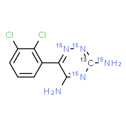 ChemSpider 2D Image | 6-(2,3-Dichlorophenyl)(3-~13~C,~15~N_3_)-1,2,4-triazine-3,5-(3-~15~N)diamine | C813CH7Cl2N15N4