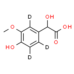 ChemSpider 2D Image | Hydroxy[4-hydroxy-3-methoxy(~2~H_3_)phenyl]acetic acid | C9H7D3O5