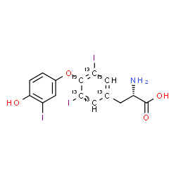 ChemSpider 2D Image | O-(4-Hydroxy-3-iodophenyl)-3,5-diiodo-L-(1,2,3,4,5,6-~13~C_6_)tyrosine | C913C6H12I3NO4
