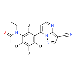 ChemSpider 2D Image | N-[3-(3-Cyanopyrazolo[1,5-a]pyrimidin-7-yl)(~2~H_4_)phenyl]-N-ethylacetamide | C17H11D4N5O